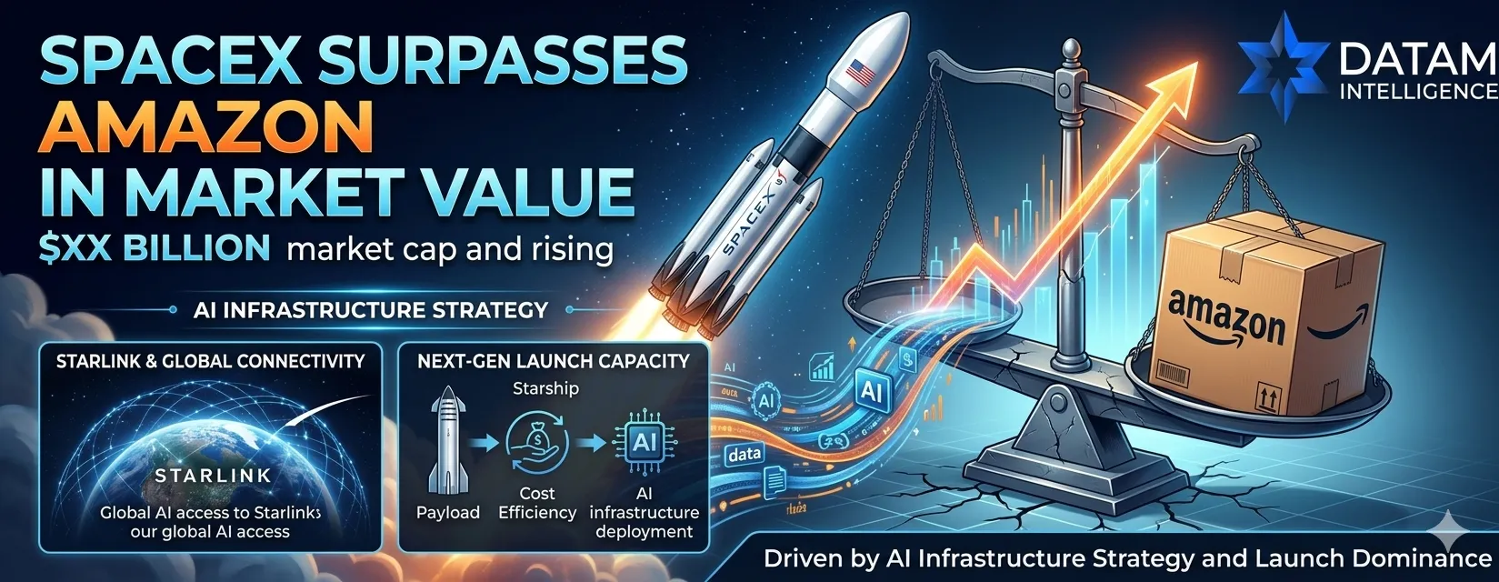 SpaceX market value surpasses Amazon infographic - Datam Intelligence