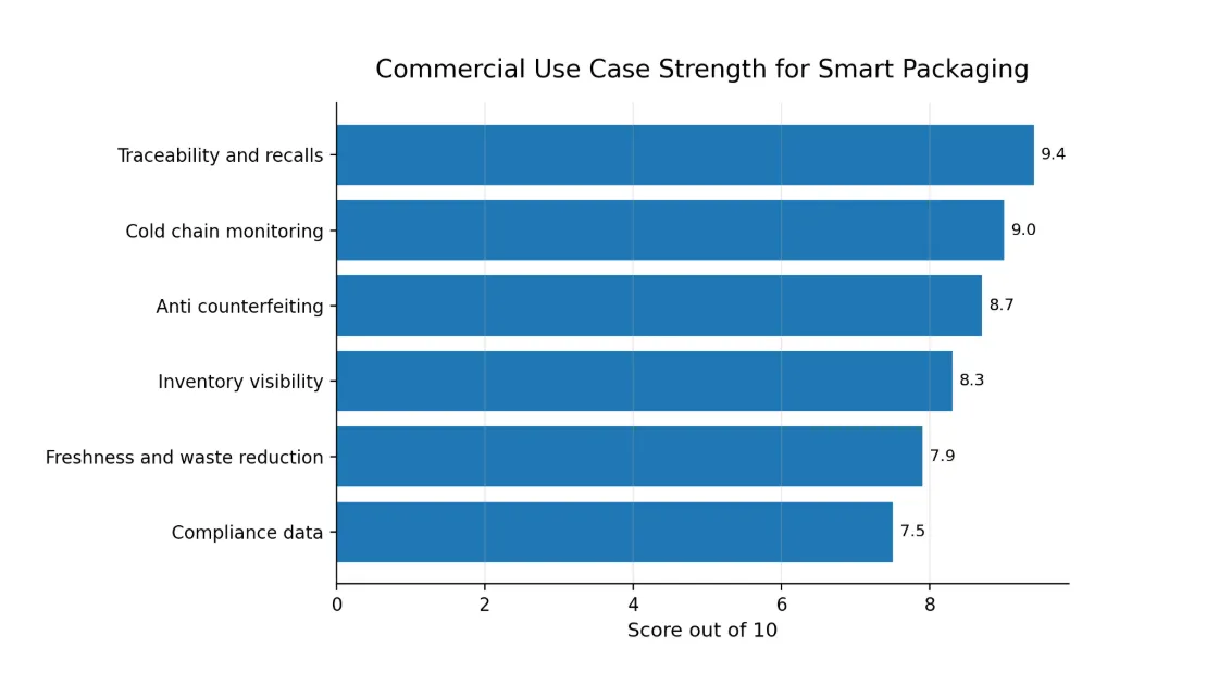Commercial use case strength for smart packaging