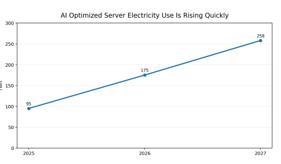 AI optimized server electricity use is rising quickly