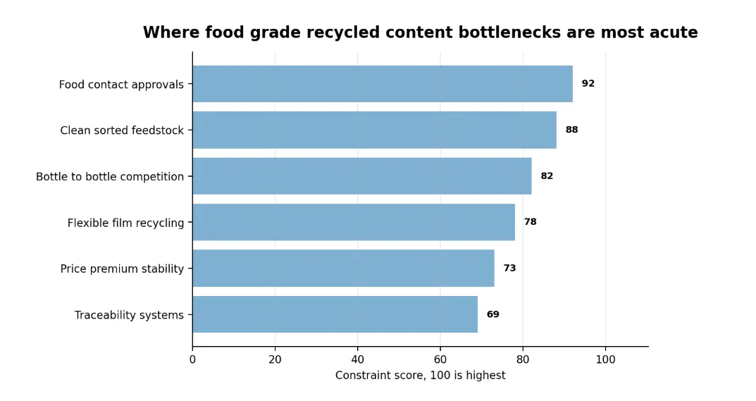 Where food grade recycled content bottlenecks are most acute