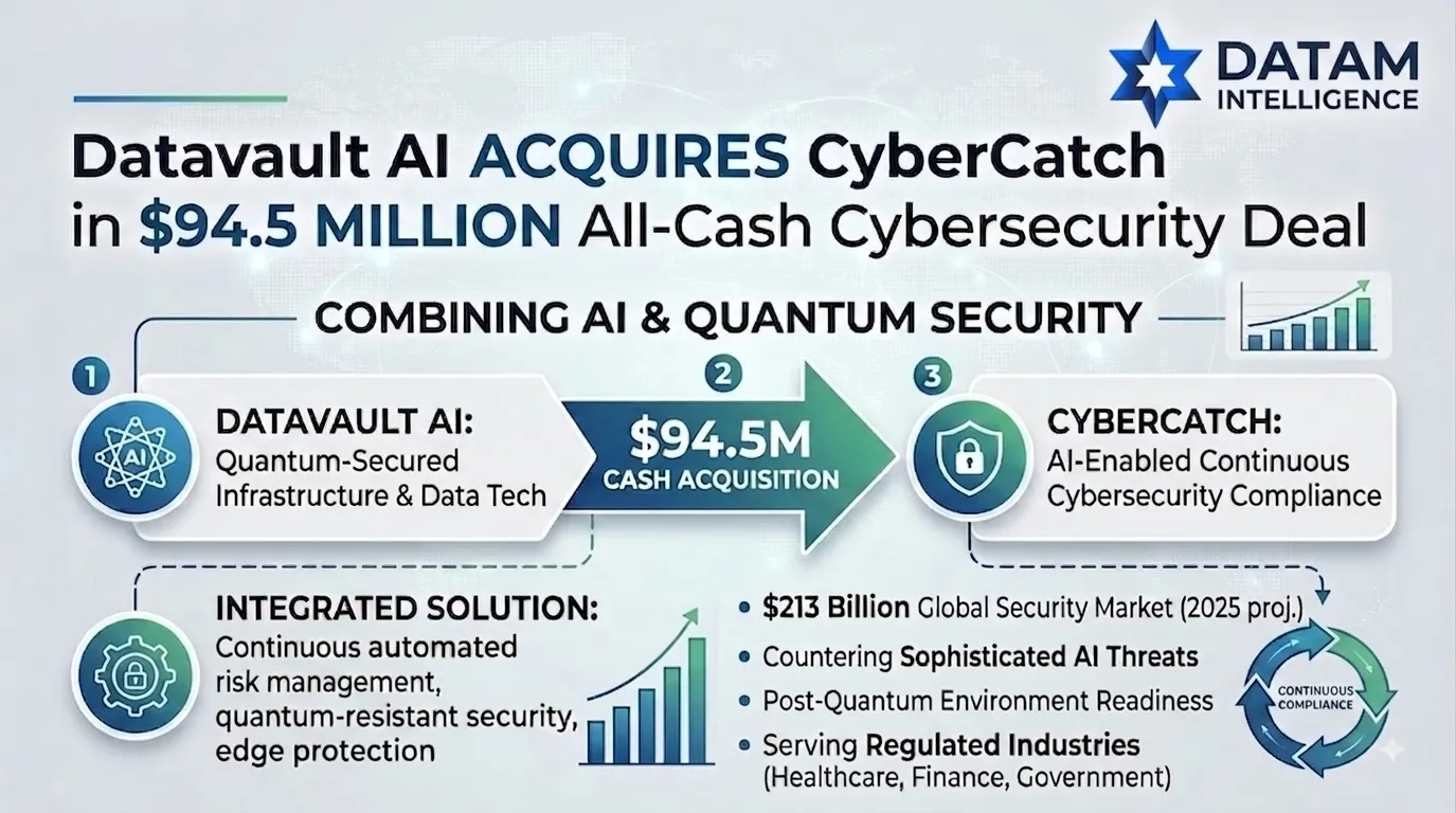 Datavault AI acquires CyberCatch for 94.5 million dollars in all-cash cybersecurity deal diagram featuring DataM Intelligence