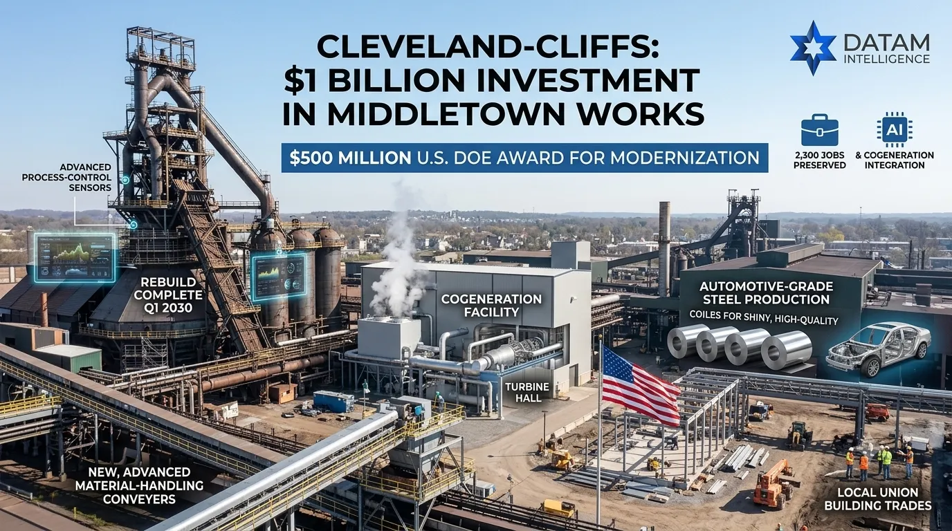 Cleveland-Cliffs $1 Billion Middletown Works Steel Plant Modernization Diagram with DATAM Intelligence