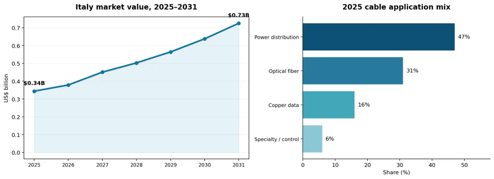 Italy Data Center Cables & Wires Market Size and Shares